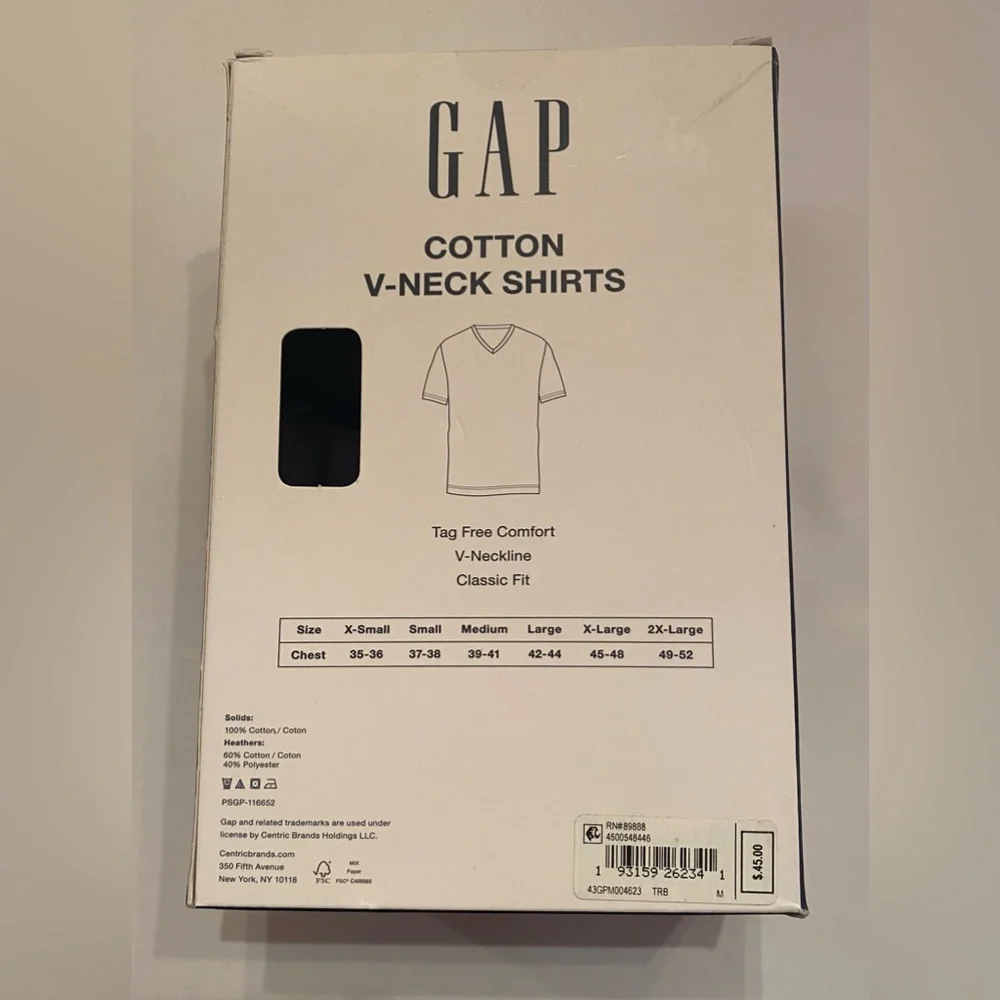 Gap Men’s 3 Pack Cotton V-Neck Undershirts‎ Tee T-Shirt Tagless Black